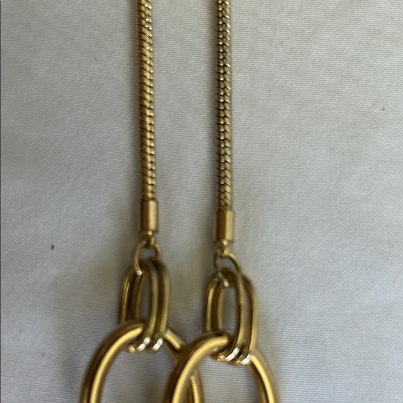 Chico's Oval Gold Tone Snake Chain Statement Necklace - Picture 12 of 15